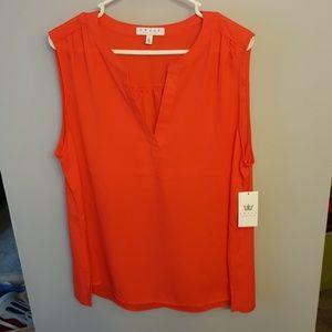 Orange sleeveless blouse